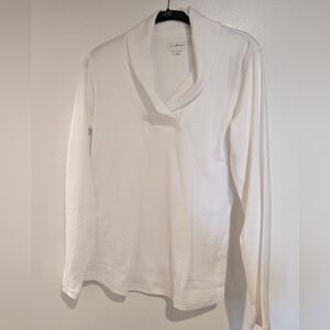 L.L. Bean Pima Cotton long sleeve shawl collar tee NWT